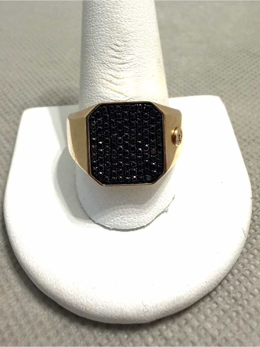 Men's Effy 14K Yellow Gold Black Diamond Signet Ring